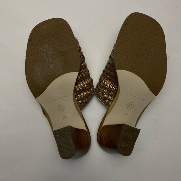 DONALD PLINER Block Bronze/Gold Heel Sandal Size 7 - Picture 7 of 8